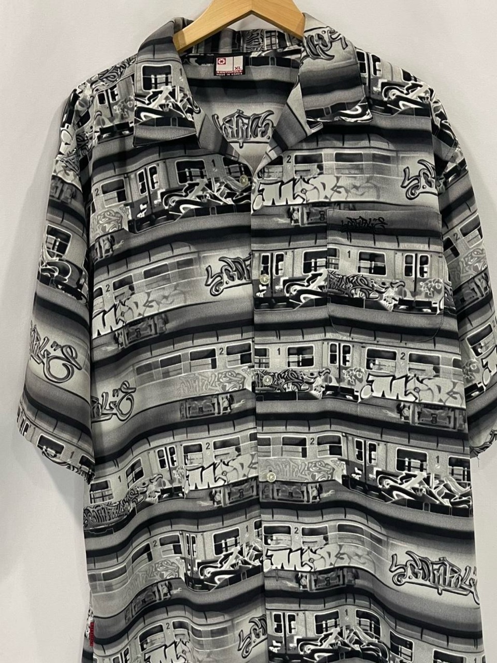 South Pole Black & Gray Graffiti Print Button-Down Shirt
